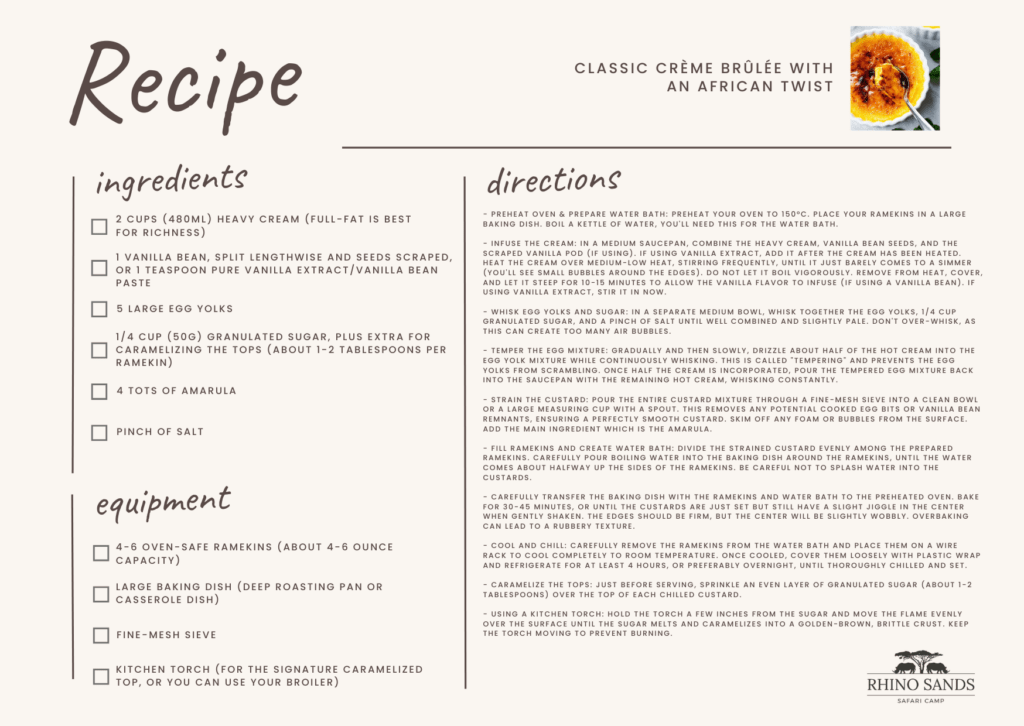 Recipe Card - Classic Crème Brûlée with an African Twist